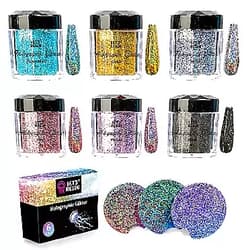 LET'S RESIN 0.08mm Holographic Glitter, Ultra Fine Glitter for Epoxy Resin/Resin Molds, Sparkle Saturated Color Glitter Powder for Nail Art, Slime, Tumbler, Body, Hair, Face blue
