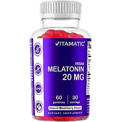 Vitamatic Melatonin 20mg Gummies for Adults, 30 Servings - 60 Vegetarian Gummies - Non-Habit Forming Sleep Aid Supplement