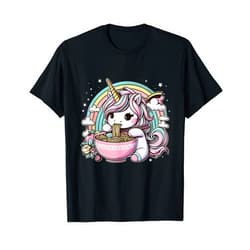 Kawaii Artwork Co Japanese Unicorn Ramen Kawaii Neko Japanese Noodles Aesthetic T-Shirt