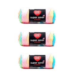 Red Heart Super Saver Yarn, 3 Pack, Retro Stripe 3 Count