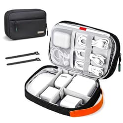 Lacdo Electronics Organizer Travel Case, Travel Bag Cable Organizer for Essentials, Water Resistant Tech Accessories Carry Storage for Cord, Phone, Cables, Airpods, USB Flash Drive, Daily Items, Black