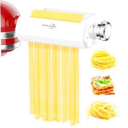 Coolcook Pasta Maker Attachment for KitchenAid Stand Mixers, Adjustable Thickness - 3 in 1 Pasta Roller Set for Kitchenaid Includes Pasta Roller, Pasta Cutter, Fettuccine Cutter with Cleaning Brush