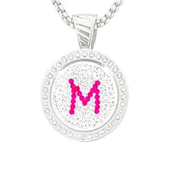 NAVIKA Pink Initial M Micro Pave Crystal Golf Ball Marker + Chameleon Magnetic Necklace with Austrian Crystals | Golfing Accessory | Gift for Women Golfers