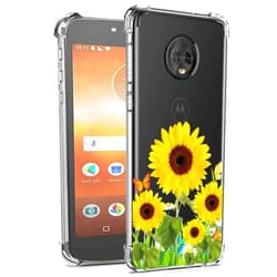 Topeiye Flowers Clear Slim Designed for Moto E5 Play Case, Moto E5 Cruise Case, Shock-Absorption Floral Flexible Soft TPU Protective Case Cover for Motorola Moto E5 Play (Sunflower)