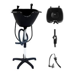 Dompel Portable shampoo Bowl for Handicap & Disabled, Seniors, Hairstylist and home services, wash unit Bowl with Chrome Steel Structure, Durable & Convenient 22 L