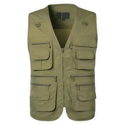 PASOK Men's Work Fishing Vests Lightweight Safari Travel Hunting Waistcoat With Multi-Pockets