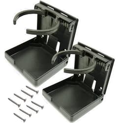 TIHOOD 2PCS Adjustable Folding Drink Holder with Screws/Adjustable Cup Holder for Marine/Boat/Caravan/Car (Black)
