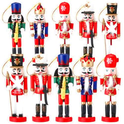 Jetec 10 Pcs Christmas Nutcracker Ornaments Wooden Nutcracker Hanging Decorations 5 Inch Tall Nutcracker Figures Nutcracker Christmas Decorations Nutcracker Soldiers (Music Style)