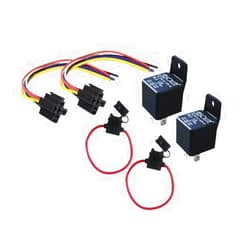 Absolute USA 2 In-line ATC Fuse Holder, 2 Relay RLS125 12 VCD Automotive Relay SPDT 30/40A and 2 SRS105 12 VDC 5-Pin Relay Socket