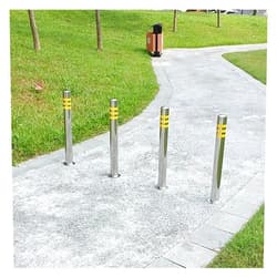 UHNGE-ER Security Post Barrier Parking Safety Cone Heavy Duty, Stainless Steel Traffic Delineator Cone Caution Cones, 4 Pcs Driveway Sidewalks Guardrail Colum with Reflective Strips (70cm/27.5in)