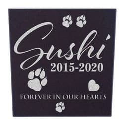 CustomizationMill Pet Memorial Stone Personalized - Granite Dog Grave Marker | 6 x 6 | Sympathy Poem, Loss of Pet Gifts, Indoor - Outdoor Pet Headstone - Forever in Our Hearts Grave Marker