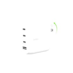 Belkin 112W 4-Port GaN Wall Charger, Multi-Port Charger Block w/USB-C Power Delivery Fast Charge & USB-A Port for MacBook, iPhone 16, iPad, Samsung Galaxy S24, Google Pixel, Nintendo Switch 2 & More