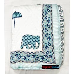 Generic Exportindia Indian Hand Block Print 100% Cotton Quilt Jaipuri Famous Razai Soft Cotton Light Weight Cotton Warm Quilt Razai King Size (King/Queen Size 90x108 Inch)