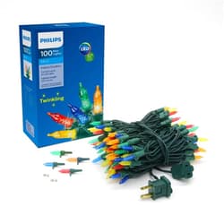 PHILIPS 100 LED Multicolor Twinkling Faceted Mini Christmas Lights on Green Wire - UL Listed for Indoor/Outdoor Use - 35.33' Total Length with 4