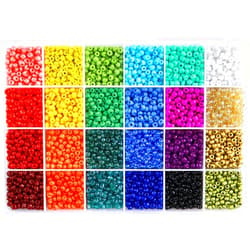 Efivs Arts Glass Seed Beads for Bracelet Making Kit, 24 Colors 6/0 4mm Small Pony Beads Multicolor Beading Beads with Container Box for Jewelry Making - Approx 6000pcs