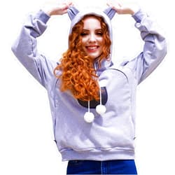 ALYC Pet Carrier Hoodie Cat Dog Pouch Holder Sweatshirt Large Pocket Pullover Shirt with Cat Ear for Women