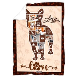 MYMISOR Personalized Photo Blanket for Dogs Large Cute Frenchie Blanket Throw Sherpa French Bulldog Gifts for Women Pet Lover Fleece Blankets with Pictures Customized for Mom