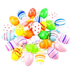 Elcoho 30 Pieces Easter Hanging Eggs Colorful Plastic Easter Eggs Easter Hanging Ornaments Easter Decoration, Random Styles