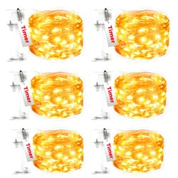 btfarm 6 Pack Fairy Lights Battery Operated with Timer, 30LED 9.8FT Twinkle Lights Waterproof, Copper Wire Christmas String Lights Battery Powered for Indoor Outdoor Wedding Party Holiday Decorations