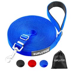 SuplutuX Long Leash for Dog Training - 30ft Adjustable Obedience Recall Dog Training Leash for Large Medium Small Dogs with Storage Pouch Blue