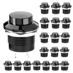DIYhz 20Pcs AC250V/3A AC125V/6A Off(ON) NO Lock Round Momentary Push Button Switch Black Cap