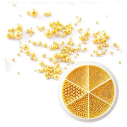 Art lalic 6-in-1 Mixed Metal Bead Set for Nail Art Decoration, Nail Caviar Beads 0.8-1.5mm 3D Design Jewelry (Gold)