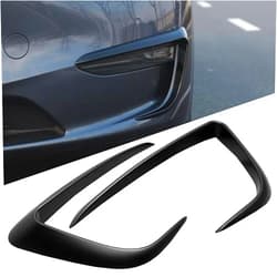 FLAMPETUS Front Fog Light Trim Cover for Tesla Model Y, 2PCS Fog Lamp Eyebrow Eyelids Cover Frame Blade Trim, Spoiler Accessories Fit Model Y 2017-2023 2024, Matte Black