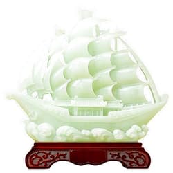 Aris & Juno Synthetic Jade Smooth Sailing Statue, Good Fortune & Prosperity Figurine for Home Decor, Office Desk Ornament, Housewarming Gift (Milky Jade Color, S)