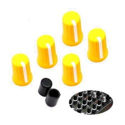WXYINSPAS 5pcs Universal EQ Rotary Knob Replacement Equalizer Potentiometer Fader Knobs Push Rod Cap for DJ Controller Mixer Console Pioneer DJM、DDJ、XDJ, Denon Numark AKAI RANE VESTAX (Yellow Hats)