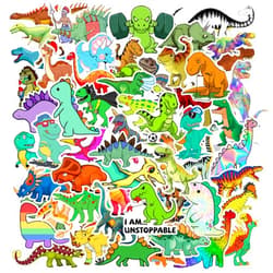 Hebraeos 100PCS Dinosaur Stickers, Cute Waterproof Cartoon Stickers for Kids, for Stationery, Luggage, Teaching Rewards
