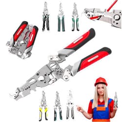 RandJ 18 in 1 Foldable Wire Stripper, 2025 Upgraded Multifunctional Foldable Professional Wire Stripper, Multifunctional Wire Stripper Crimper Cable Cutter Pliers, Wire Stripper Tool (Red)