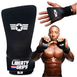 JerkFit Liberty Grips 2.0 - Fingerless Gymnastics Hand Grips for Pull-Ups, Cross Training, Weightlifting, WODs, and Calisthenics - No Hole Hand Protection to Prevent Rips and Blisters