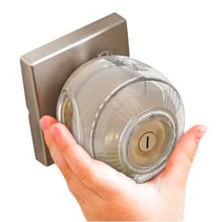 Wappa Baby Child Safety Door Knob Cover (4 Pack) Hard-to-Remove Dual-Lock Door Handle Covers for Kids - Reusable Baby Proof Door Knob Locks - Installs Easily, No Tools Needed (Clear)