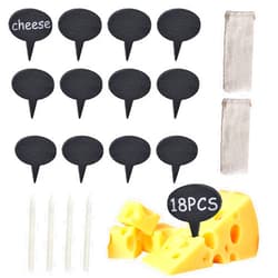BOLLFO 18PCS Cheese Markers for Charcuterie Board, Slate Cheese Labels Sign, Cheese Markers Set, Chalkboard Picks Cheese Name Tag Cupcake Toppers for Wedding Birthday Cocktail Parties Dinner Food