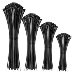 HAVE ME TD Cable Zip Ties,400 Pack Black Assorted Sizes 12+8+6+4 Inch,Multi-Purpose Self-Locking Nylon Cable Cord Management ,Plastic Wire Ties for Home,Office,Garden,Workshop. By HAVE ME TD
