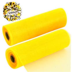 TONIFUL 2 Rolls 10 Inch Yellow Decorative Mesh Ribbbon Rolls, Fabric Mesh for Mesh Wreath Supplies, Front Door Wreath Crafts Tree Decor Christmas NewYears Halloween Decoration (10 yds/roll)