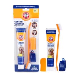 Arm & Hammer for Pets Tartar Control Kit for Dogs | Contains Toothpaste, Toothbrush & Fingerbrush | Reduces Plaque & Tartar Buildup, 3-Piece Kit, Banana Mint Flavor