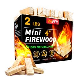 WIFER Mini Fire Stick with Fire Starter & Tongs, 4'' Kiln-Dried Pine Great Firewood for Wood Stoves, Tabletop Fire Pit, BBQ Grill, Pizza Oven, Solo Stove Accessories, BBQ Accessories, 2 lb Box