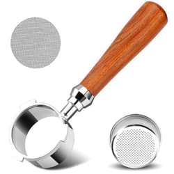 YUEYEE 51mm Bottomless Portafilter 3 Ears Compatible with Delonghi Dedica EC680 and EC685, and SMEG & EUPA Coffee Machines, with Puck Screen & Filter Basket, Rosewood Handle