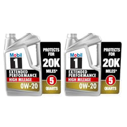 Mobil 1-123837 Extended Performance High Mileage 0W-20; 5QT, Gray (Pack of 2)