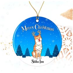 Yanashop88 Shiba Inu Merry Christmas Ornament - Merry Xmas Gifts for Pet Lovers - Dog Ornament Printed on Both Sides