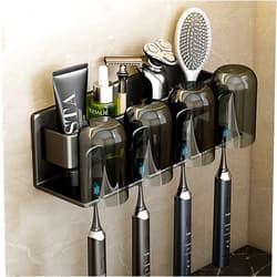 Bairutong Toothbrush Holders for Bathrooms,Electric Toothbrush Holder,Tooth Brushing Holder,Toothbrush Holder Wall Mounted (Black)