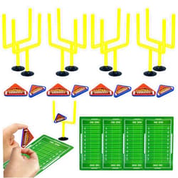 XIPEGPA 20 PCS Yellow Mini Flick Football Games Mini Table Top Sports Games with Foam Footballs Goal Post and Cards Finger Toys Office Indoor Football Sports Party Favors Birthday Gifts Office Desk Toys