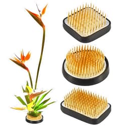 Eggone 3/Set Flower Frog Japanese Ikebana Flower Arrangement Kenzan Kit, 2.4”Round Floral Frog Moribana+1.6”Square Ikebana Kenzan+2.1”x1.4”Rectangle Pin Frog