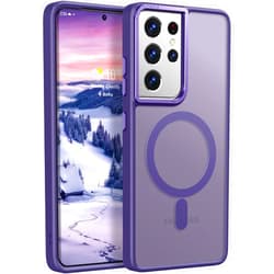 Rayboen for Samsung Galaxy S21 Ultra case Magnetic, [Compatible with Magsafe] Protective Slim Fit Skin Feel Phone Cover for S21 Ultra 5G with Translucent Hard Back & Soft Edge, Matte Purple