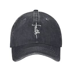 AIMASTZ Walk with Jesus Embroidered Baseball Cap Vintage Adjustable Washed Cotton Christian Hat for Men Women,Black