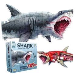 Genius Games Shark Animal Anatomy Floor Puzzle | 100-Piece Double Sided Jigsaw Puzzle | Large Floor Puzzles for Kids Ages 4-8, 3-5, 8-10 | Fun and Educational Toy for Kids, Toddlers and Families