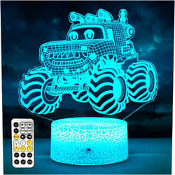 DQQDFTF 3D Monster Truck Night Light Car Bedside Lamp LED Illusion Ninght Light with Timer Remote & Smart Touch 7 Colors Changing Dimmable Lights as Room Decoration Gift for Boys and Girls