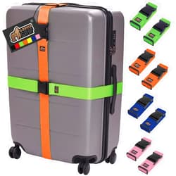 Gorilla Grip Heavy Duty 8 Pack Adjustable Luggage Straps for Suitcases, Easy to Identify Travel Belt Connector Holds Suitcase Together, Extends Life of Bag, Strap Connects Two Bags, Multicolor Pack