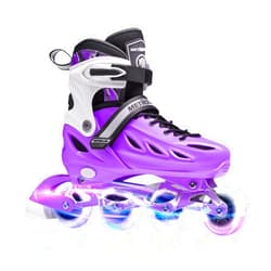 METROLLER Inline Skates for Girls and Boys, Women, Men 4 Sizes Adjustable Inline Skates with Light Up Wheels, Illuminating Beginner Skates for Kids 5-8 8-12 & Adult Youth.
